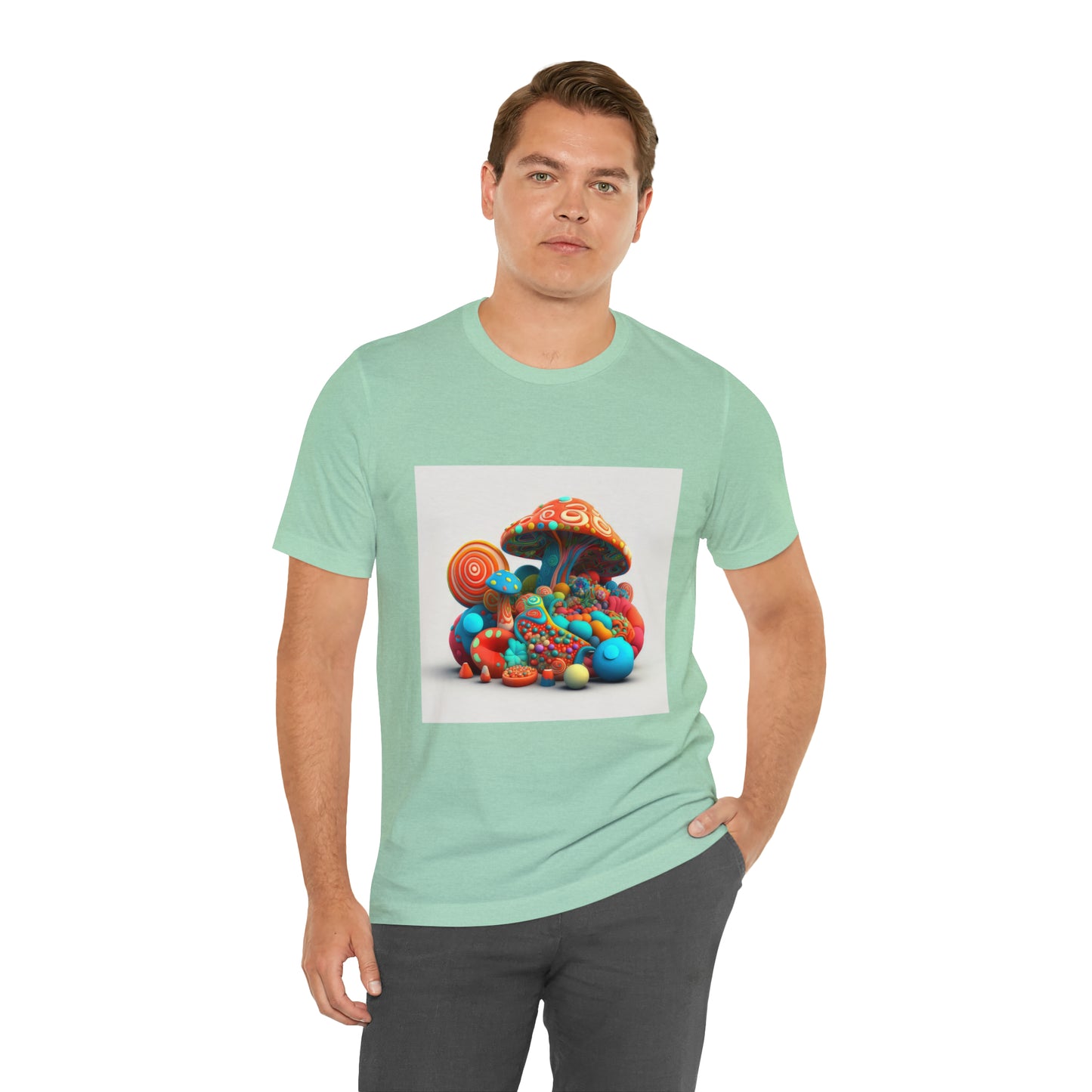 Hippie Mushroom Color Candy Style Design Style 1Unisex Jersey Short Sleeve Tee