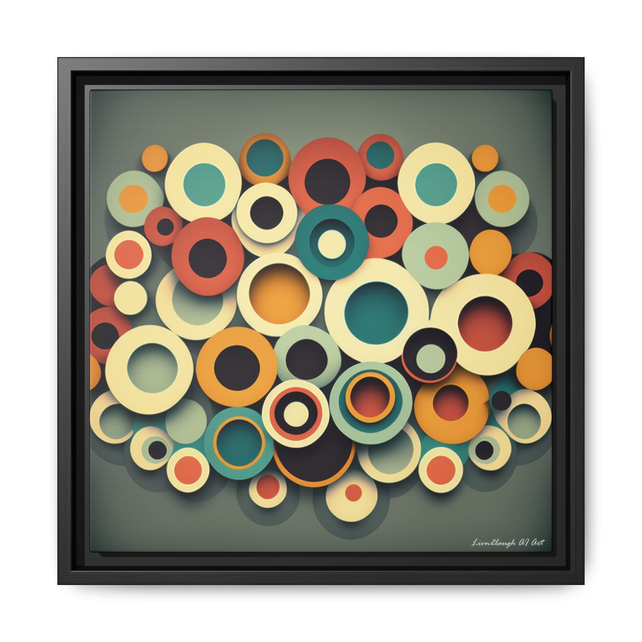 Gathered Circles, Matte Canvas, Framed (Multi-color)