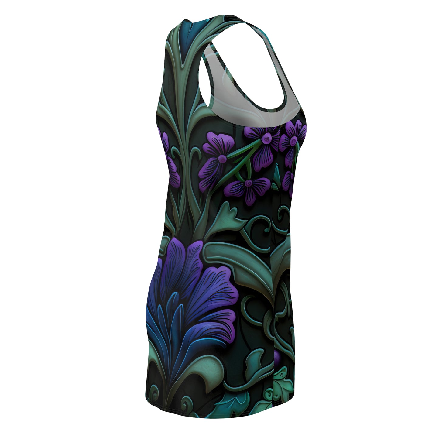 Gothic Bold & Beautiful flower floral Style 3 Women's Cut & Sew Racerback Dress (AOP)