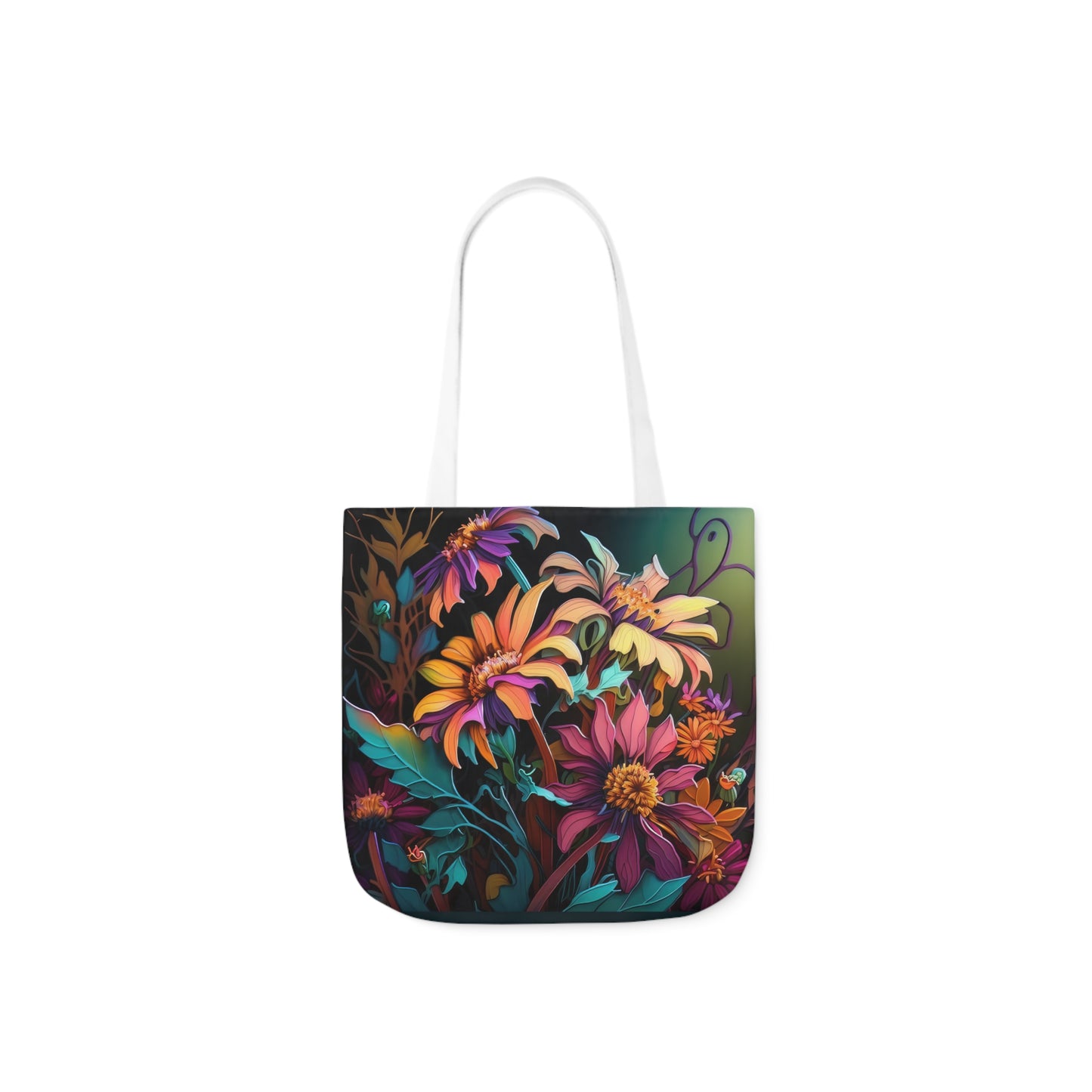 Bold And Beautiful Flowers Style Three Polyester Canvas Tote Bag (AOP)