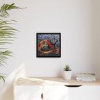 Mystic Shadows: The Enigmatic Cat, Framed Mosaic Cat Art Print — Colorful Modern Wall Canvas