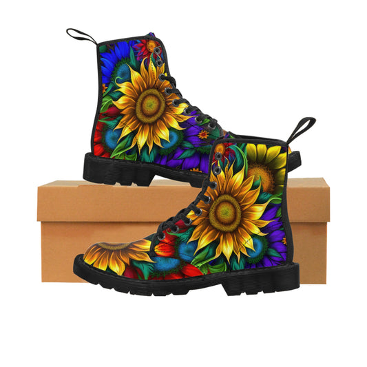 Bold And Beautiful Colorful Flowers Style Four Women's Canvas Boots