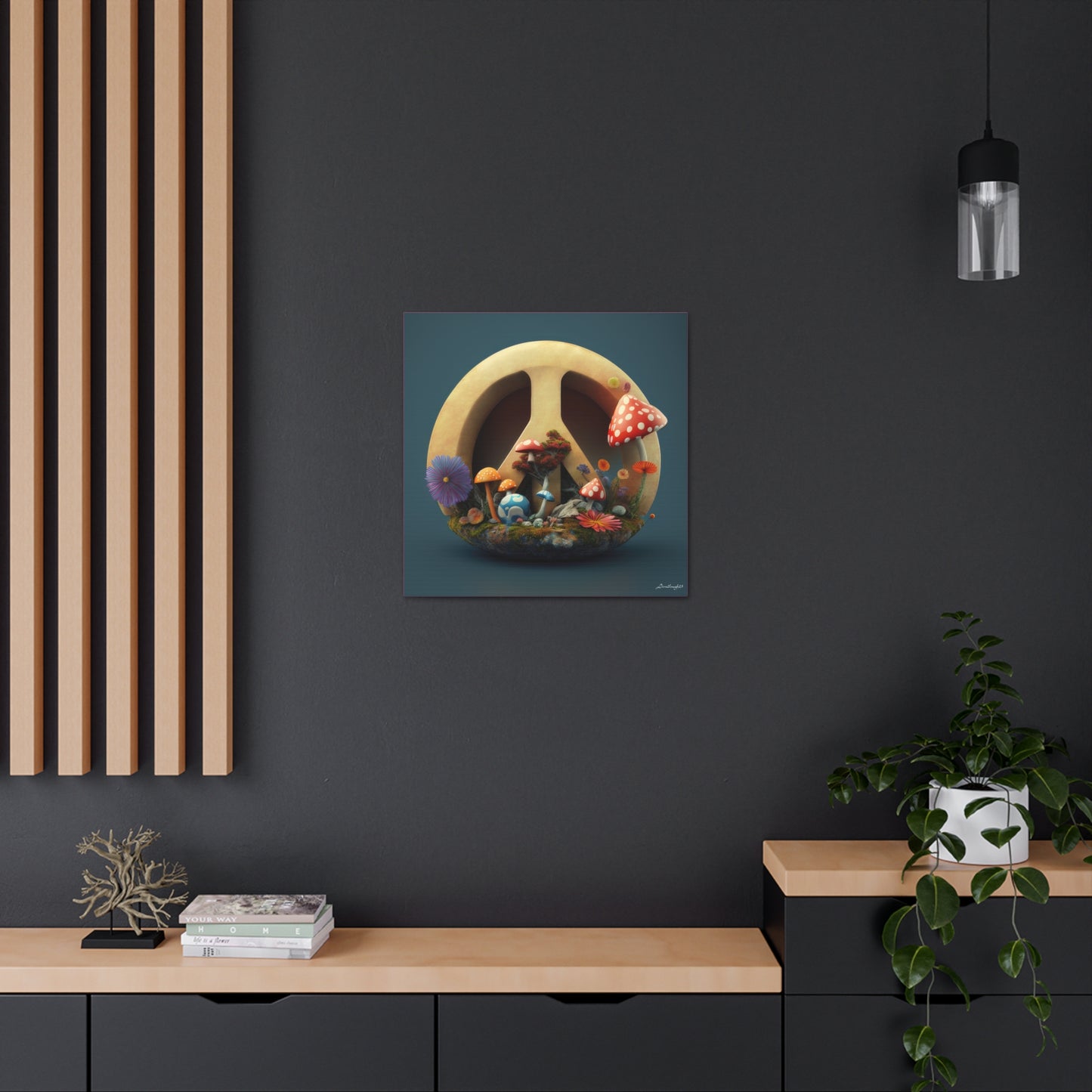 Beautiful Forest Round Peace Sign 3 Canvas Gallery Wraps