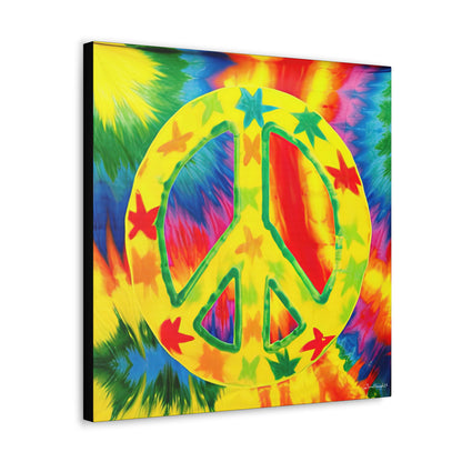 Coolio Tie Dye Hippie Peace Sign And Stars 8 Canvas Gallery Wraps