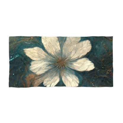 Bold And Beautiful White, Grey And Blue Floral Style 1 Beach Towel