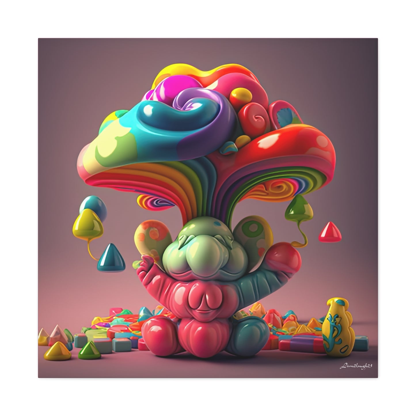 Gummy-Candy Style Mushroom Fun Bliss Cute Animal Canvas Gallery Wraps