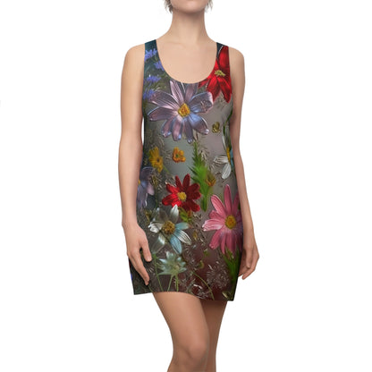 Bold & Beautiful & Metallic Wildflowers, Gorgeous floral Design, Style 6 Women's Cut & Sew Racerback Dress (AOP)