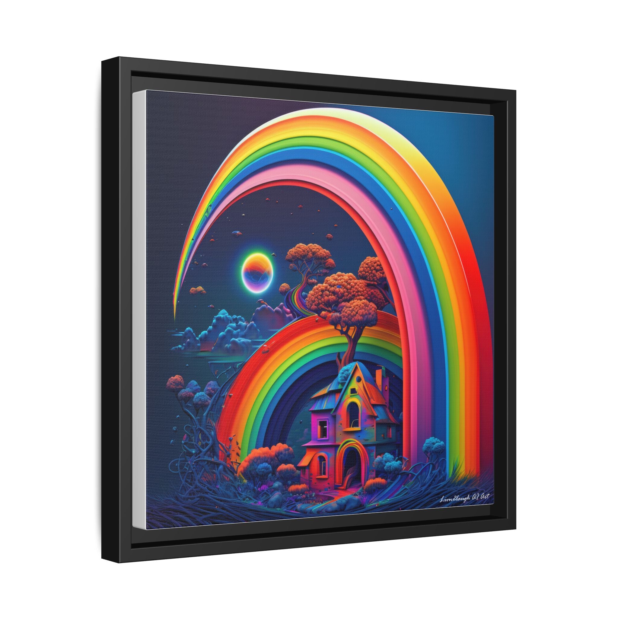 Home Beneath the Rainbow, Art Print — Colorful Modern Wall Canvas