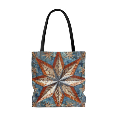 Beautiful Stars Abstract Star Style Orange, White And Blue Tote Bag (AOP)