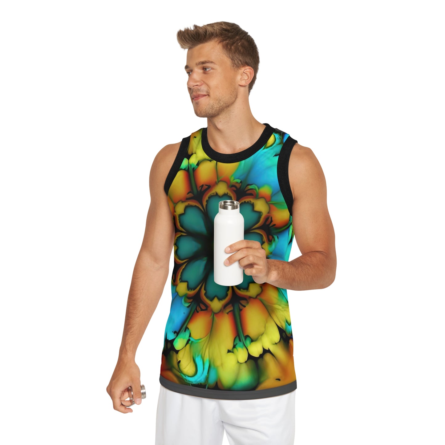 Bold And Beautiful Tie Dye B 3 Blue Yellow Unisex Basketball Jersey (AOP)