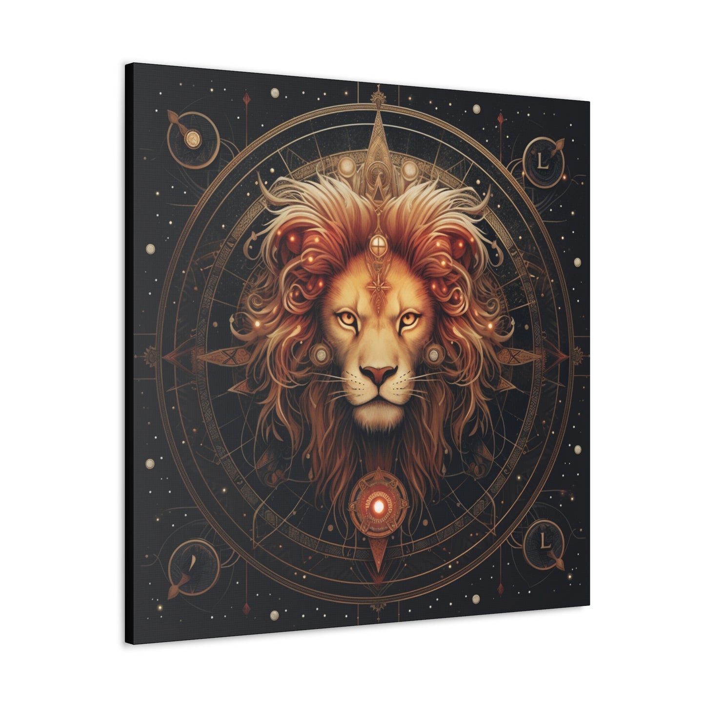 Leo Lion Black Background Canvas Gallery Wraps