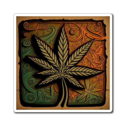 Beautifully Detailed Brown And Green Marijuana Leaf Magnets
