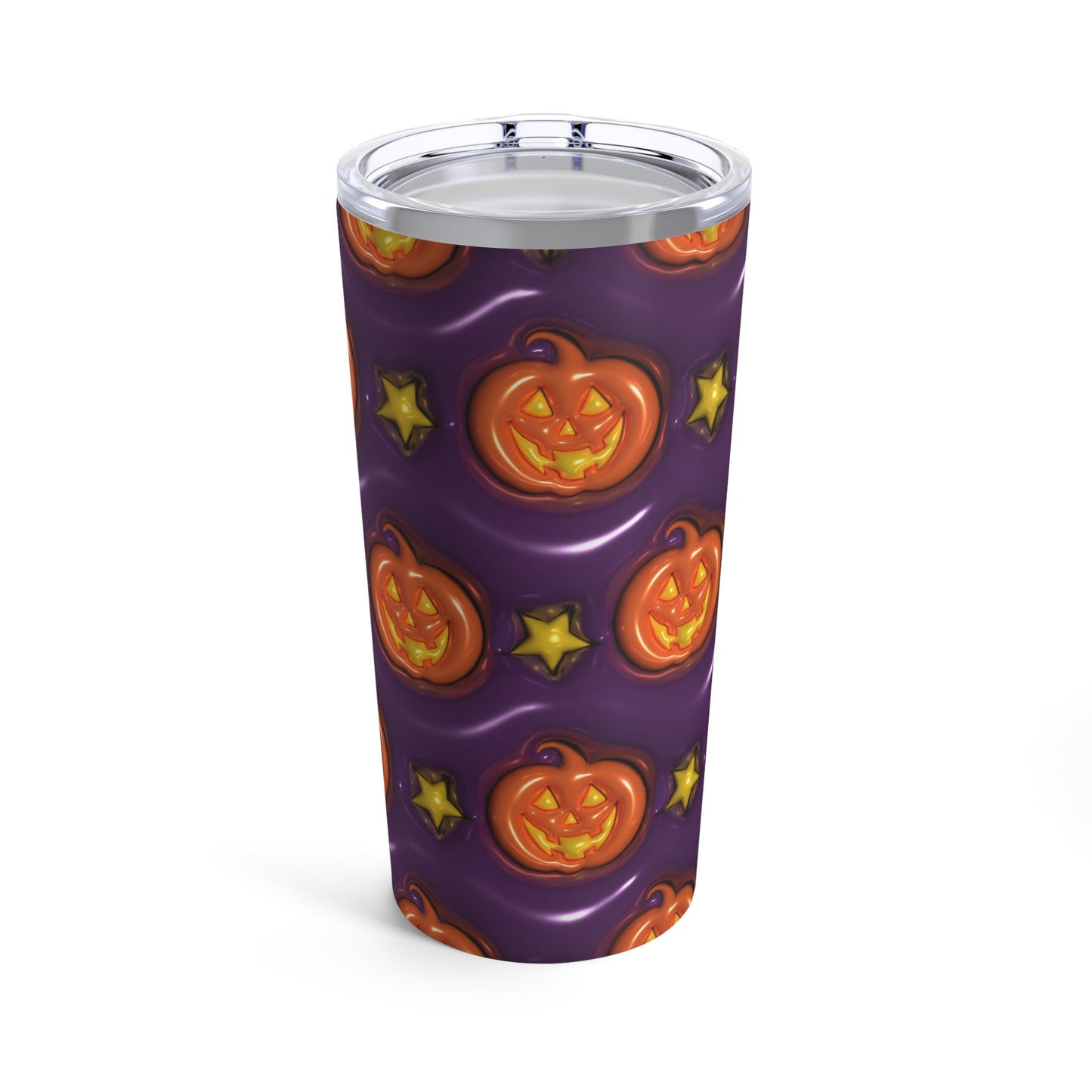 Orange Pumpkins Yellow Stars And Purple Background 3-D Puffy Halloween by  Mulew Art Tumbler 20oz