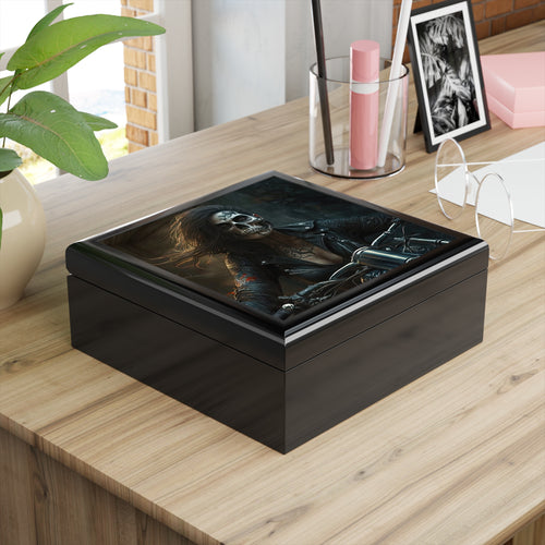 Biker Skull Chic on Motorcycle Jewelry Box Jewelry Box