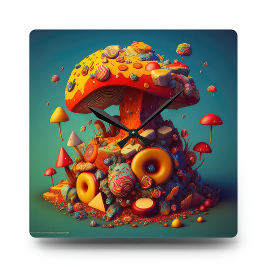 Hippie Mushroom Color Candy Style Design Style 2 Acrylic Wall Clock