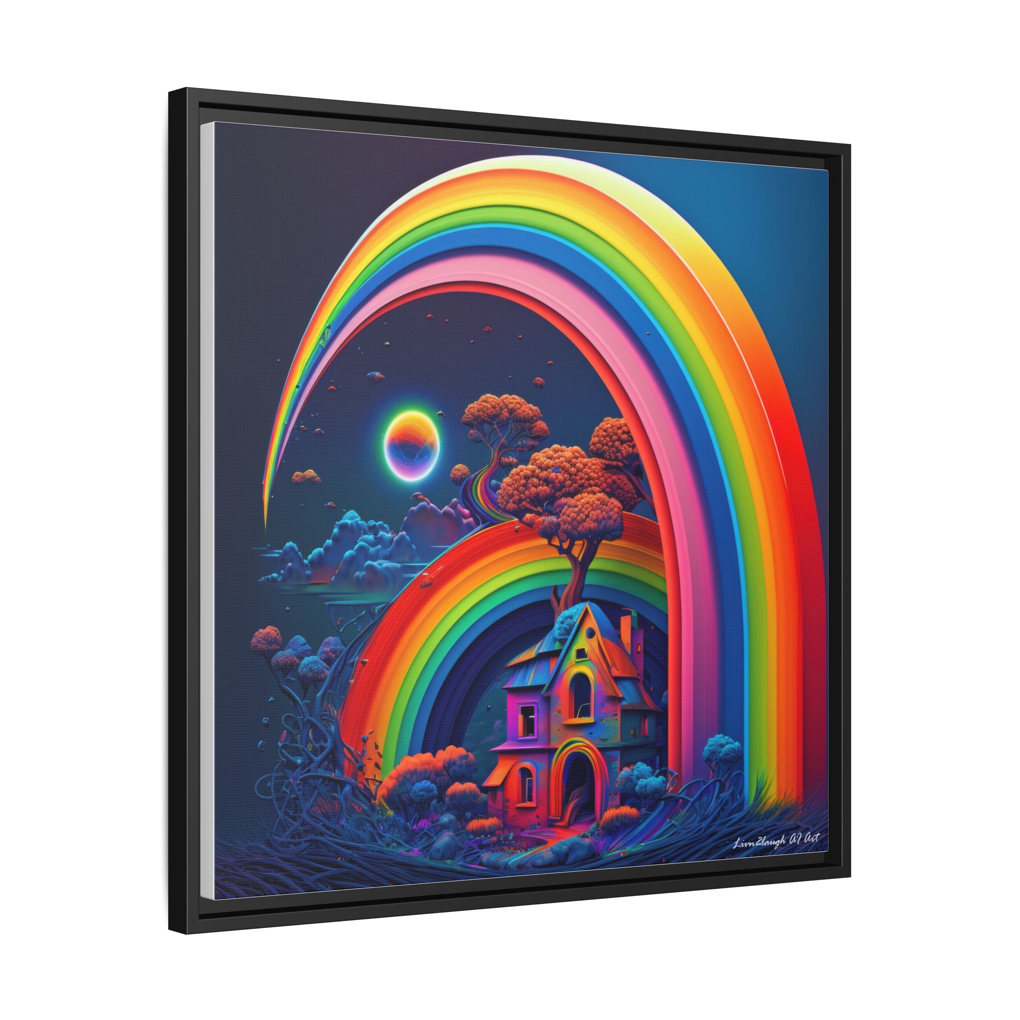 Home Beneath the Rainbow, Art Print — Colorful Modern Wall Canvas