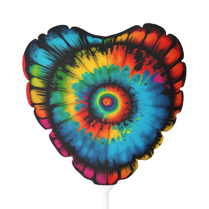 Bold And Beautiful Tie Dye Style 4 Red Back Balloon (Round and Heart-shaped), 11"
