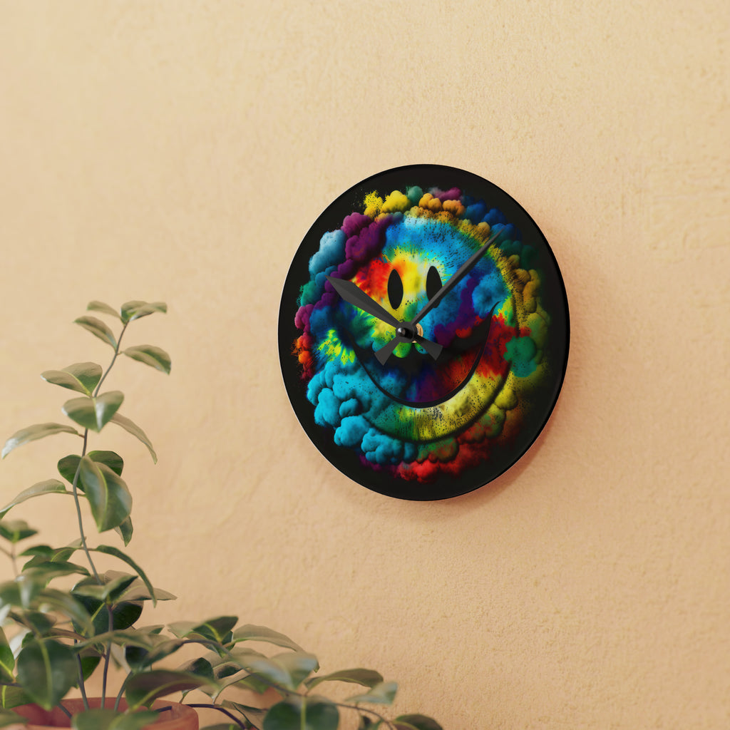 Happy Tie Dye Face Style 4 Wall Clock