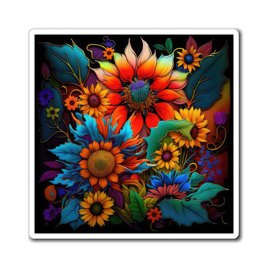 Bold And Beautiful Purple Blue And Orange Assortment of Blue Frame Magnets