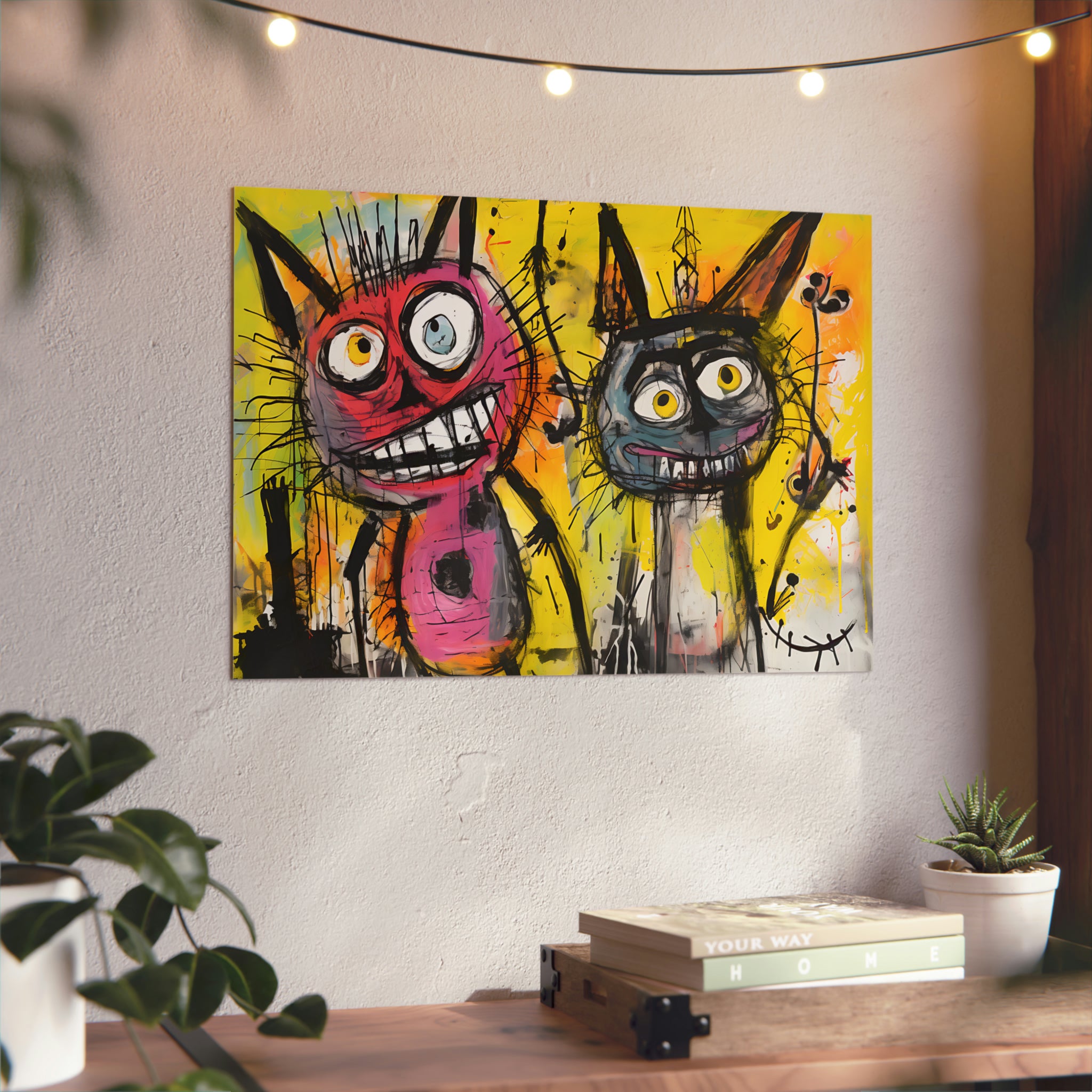 Abstract Multi Colored Cats With Yellow Background By DaFlowerChild Aluminum Composite Panels
