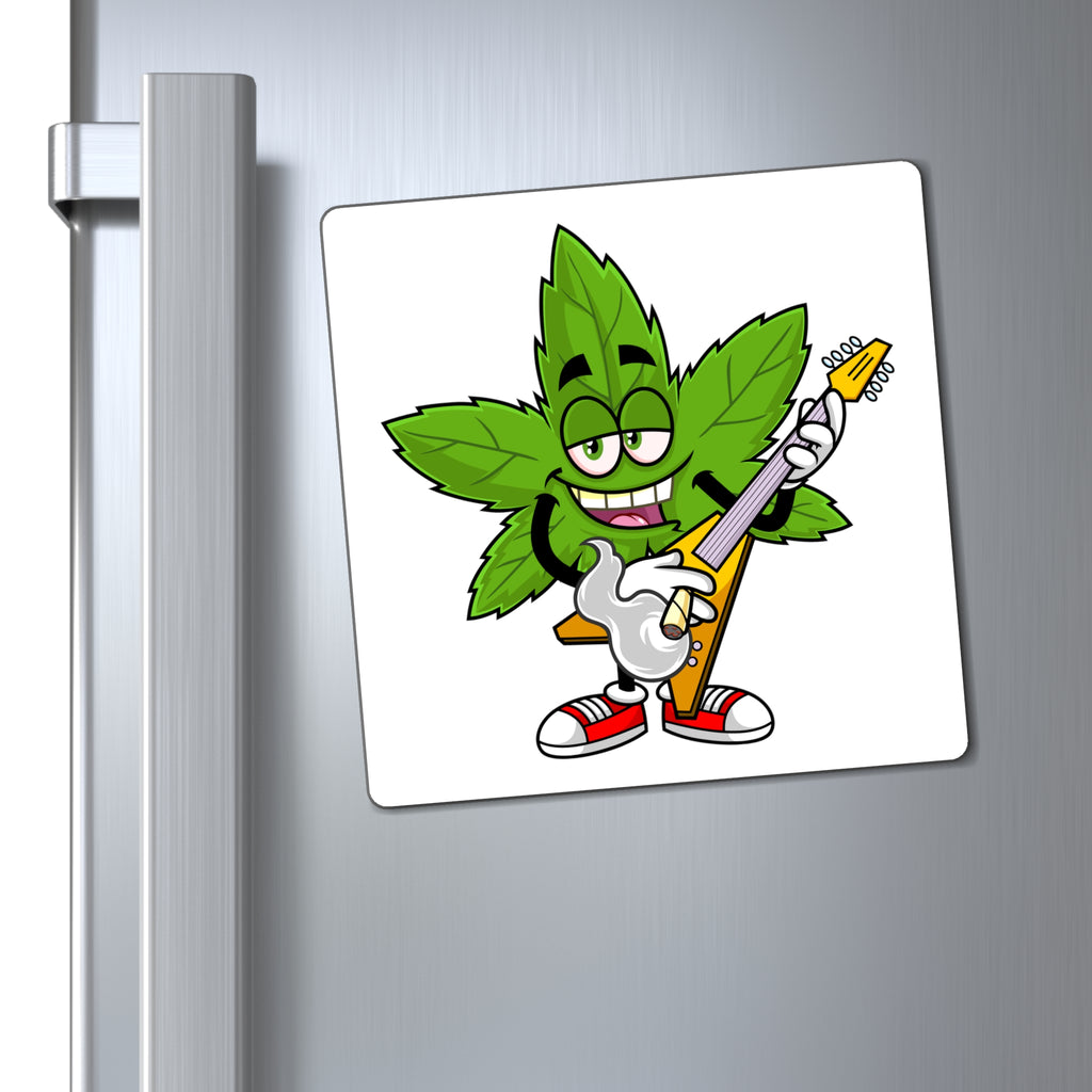 Marijuana Reggae Pot Leaf Man Smoking A Joint With Red Sneakers Playing Guitar Style 4 Magnets
