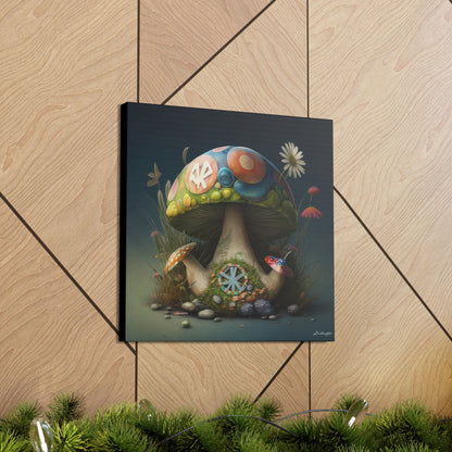 Beautiful Three Mushroom Colorful Uniquely Detailed 2 Canvas Gallery Wraps