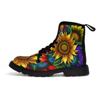 Bold And Beautiful Colorful Flowers Style Four Women's Canvas Boots