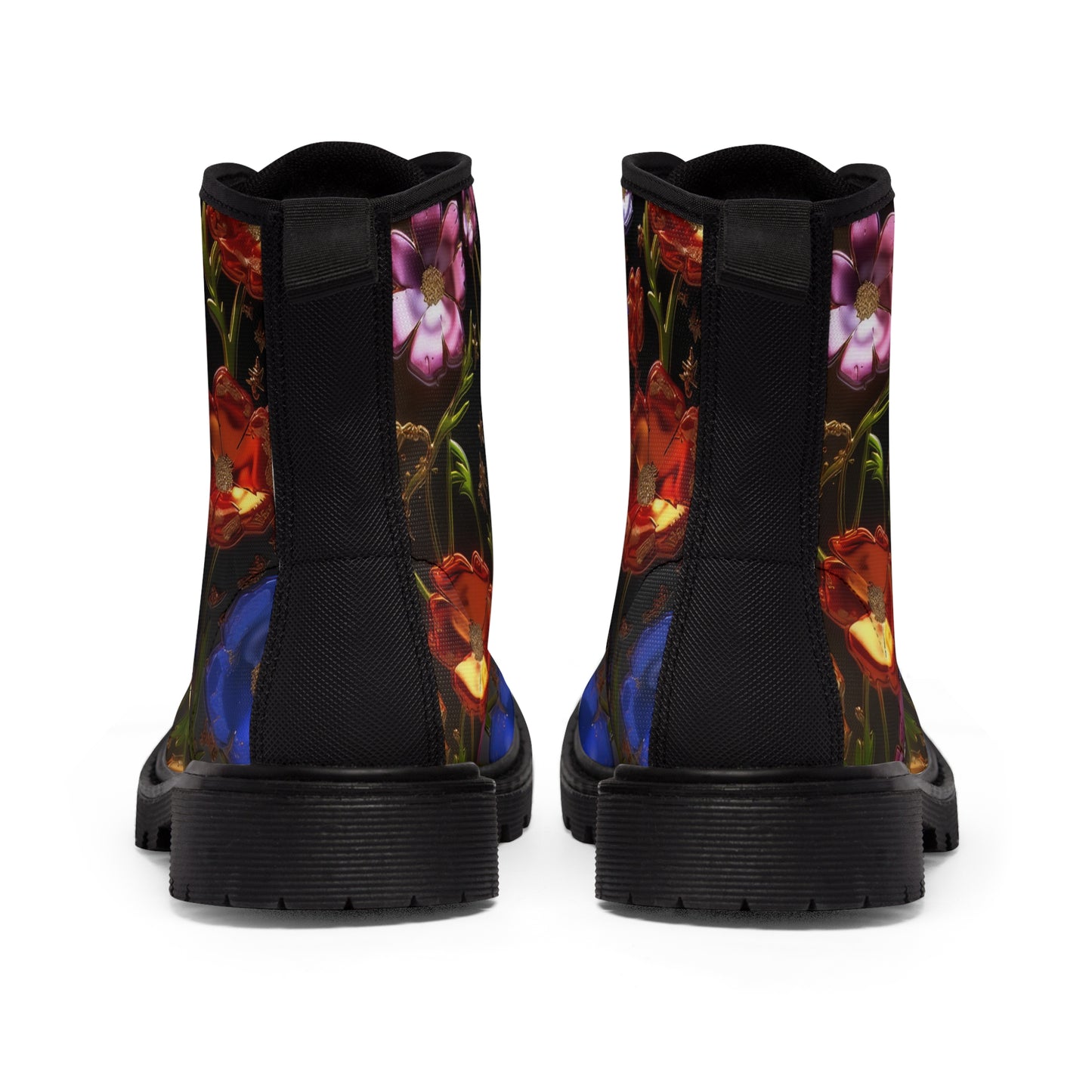 Bold & Beautiful & Metallic Wildflowers, Gorgeous floral Design, Style 7 Women's Canvas Boots