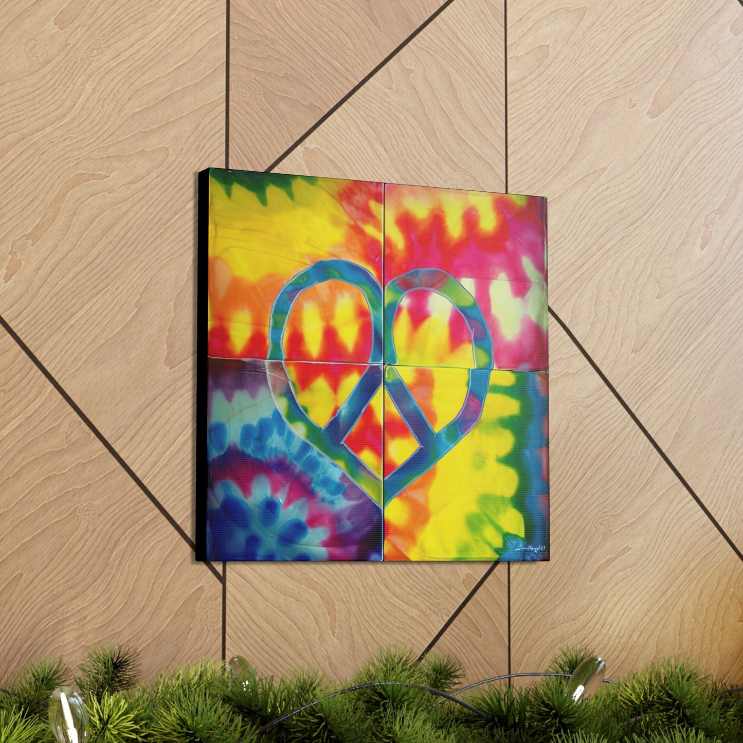 Coolio Tie Dye Hippie Heart Peace Sign Canvas Gallery Wraps