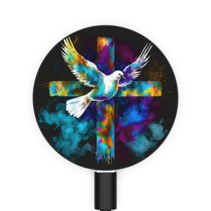 Bold And Beautiful Tie Dye Dove And Cross Style 10 Magnetic Induction Charger