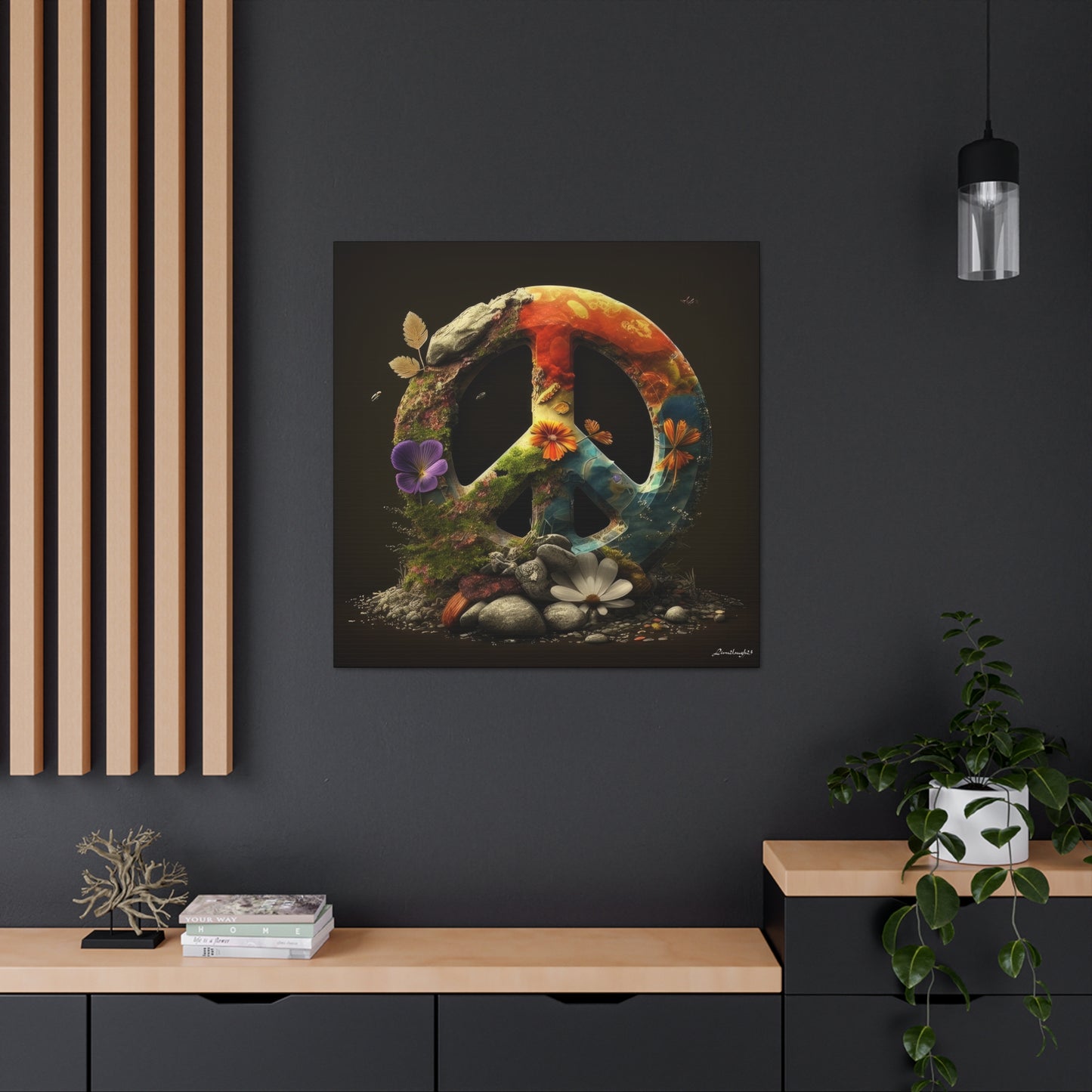 Beautiful Forest Round Peace Sign  8 Canvas Gallery Wraps