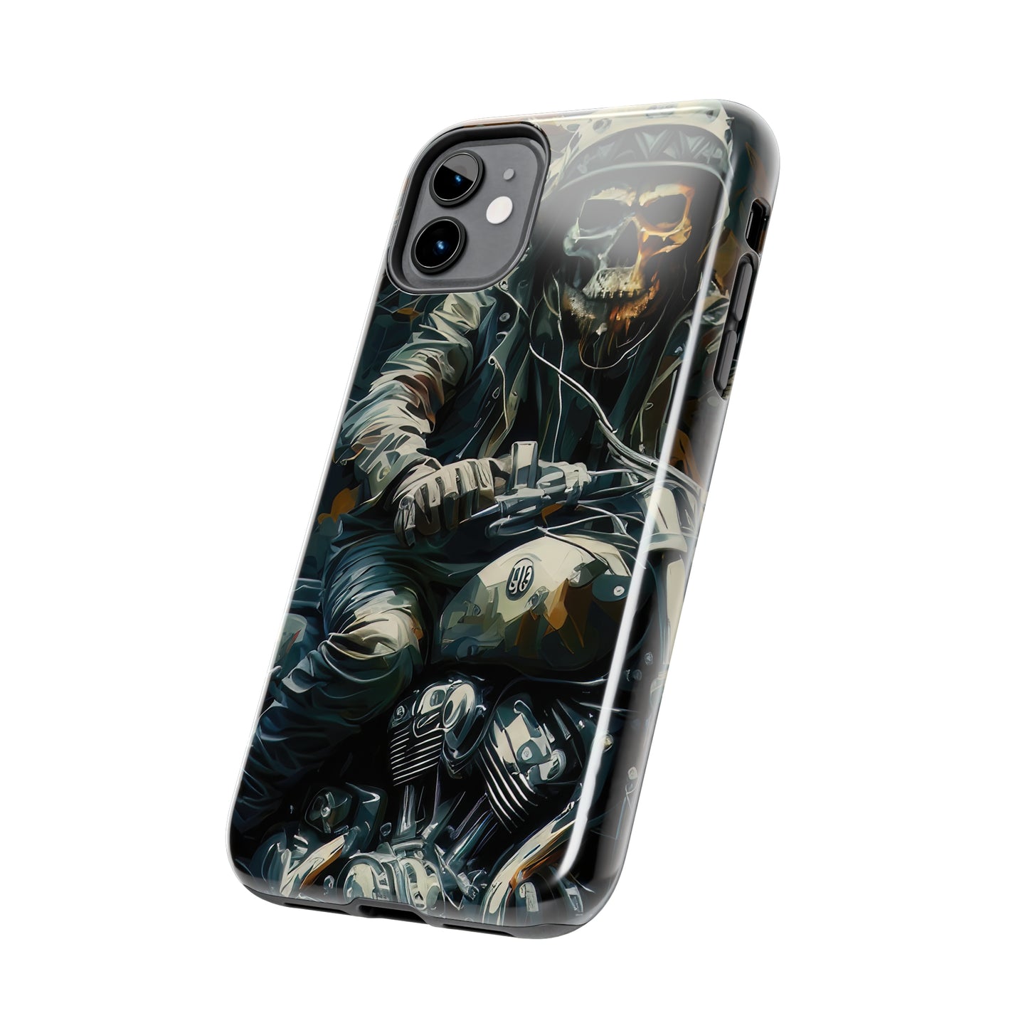 Skull Motorcycle Rider, Ready to Tear Up Road On Beautiful Bike Tough Phone Cases