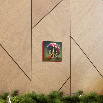 Beautiful Forest Half Peace Sign , Red And White Polka dot Mushrooms Red Flower Canvas Gallery Wraps