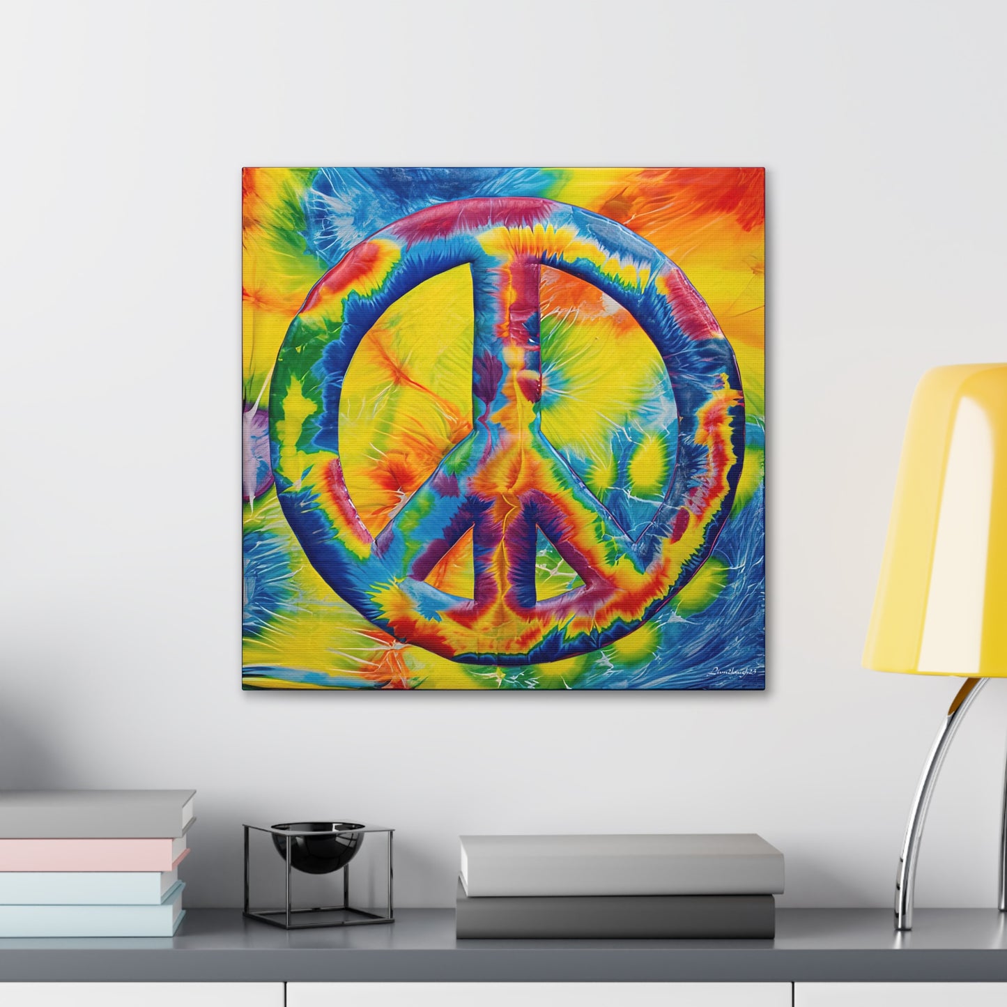 Coolio Tie Dye Hippie Peace Sign 4 Canvas Gallery Wraps