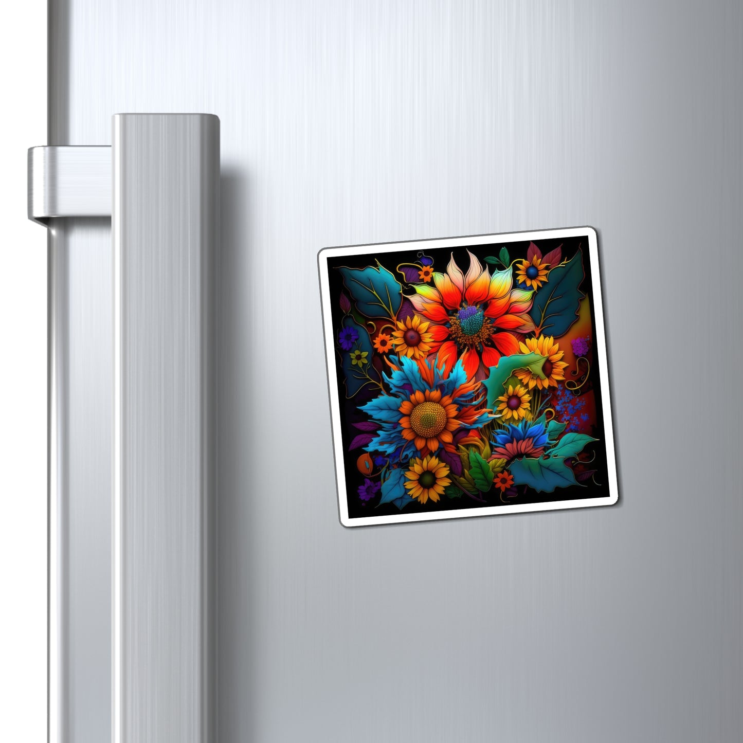 Bold And Beautiful Purple Blue And Orange Assortment of Blue Frame Magnets