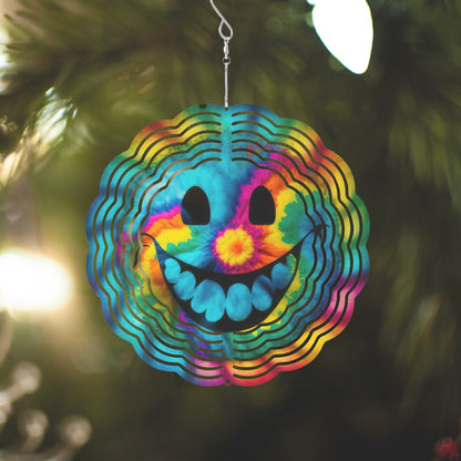 Smiley Happy Face Tie Dye Wind Spinner