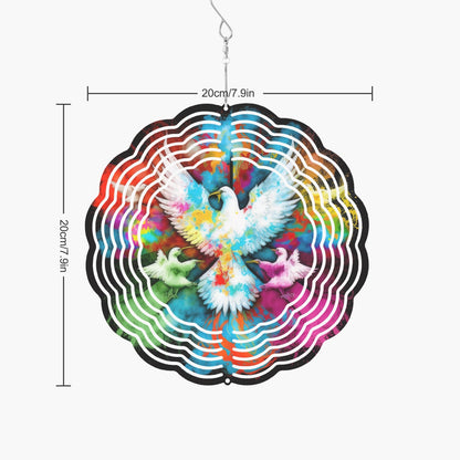 Beautiful Dove Tie Dye Wind Spinner