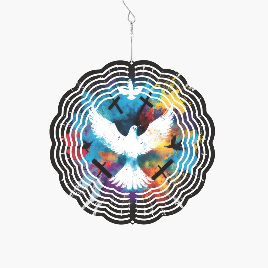 Tie Dye Dove Wind Spinner