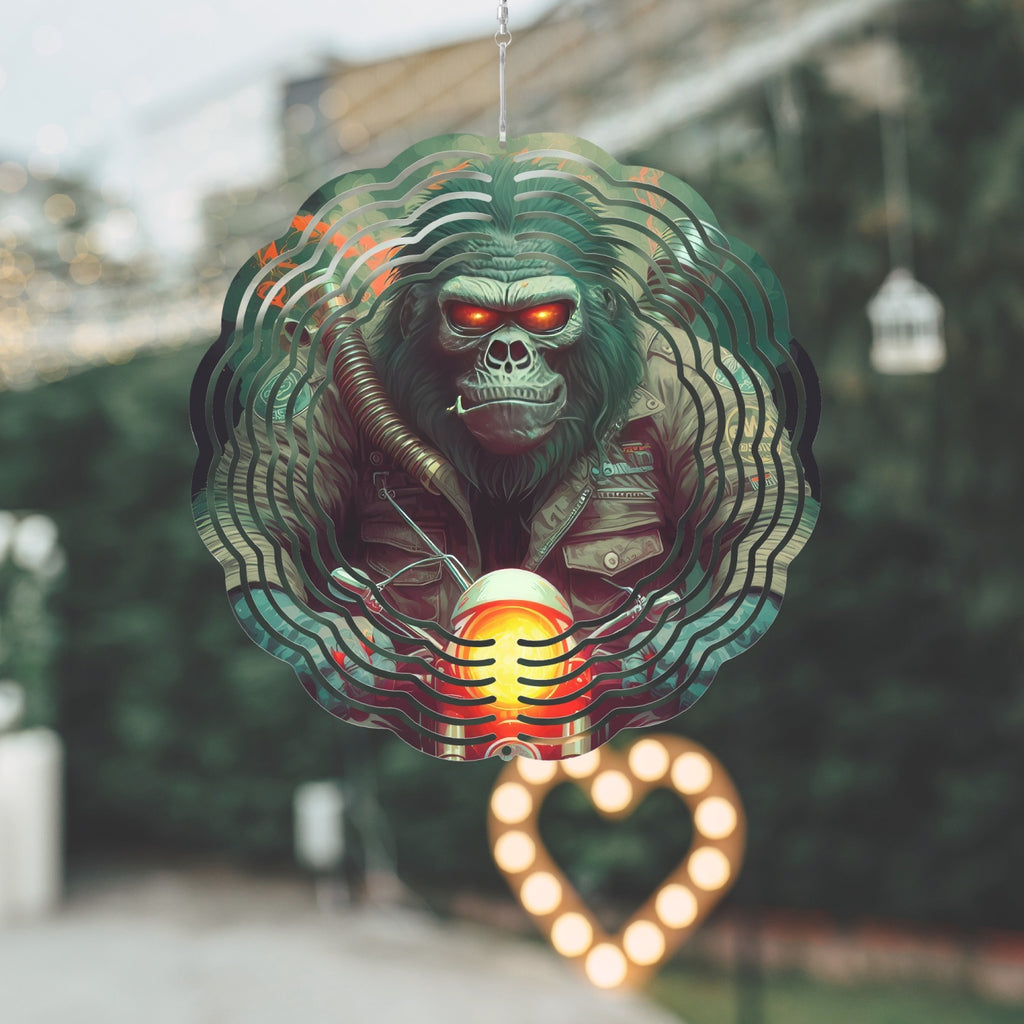Gorilla Biker On Motorcycle Wind Spinner