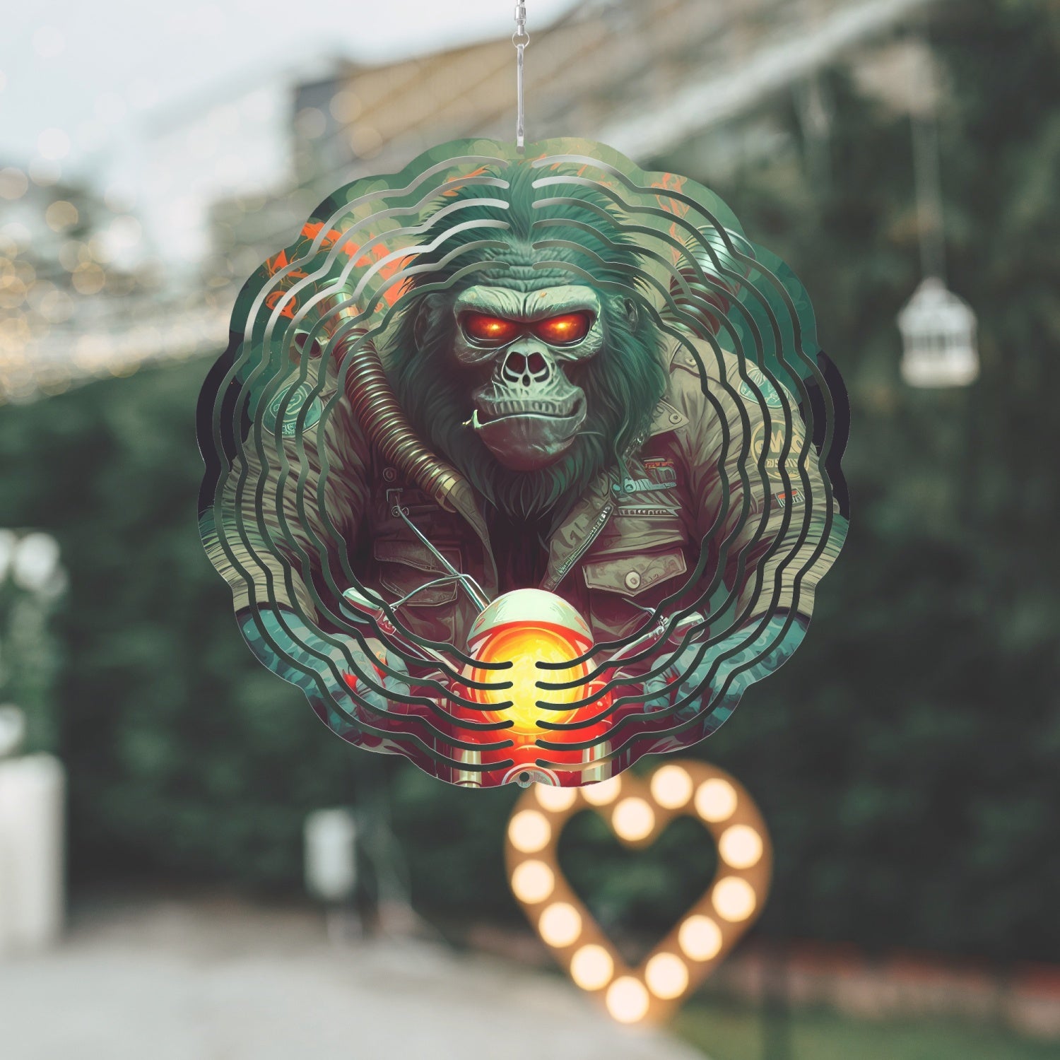 Gorilla Biker On Motorcycle Wind Spinner