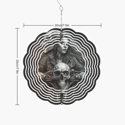 Skull Biker Chic With Motorcycle Wind Spinner