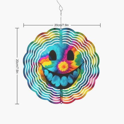 Smiley Happy Face Tie Dye Wind Spinner