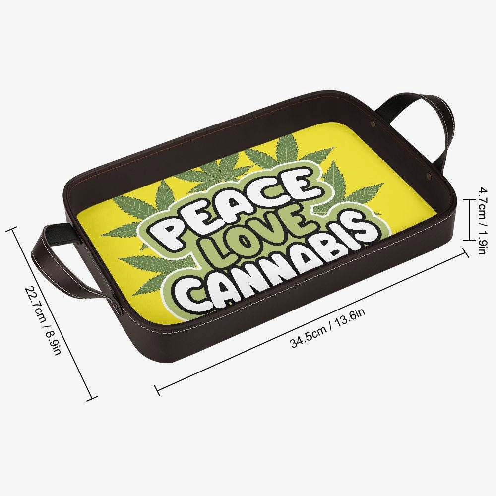 Peace  Love Cannabis  420 Marijuana PU Leather Tray