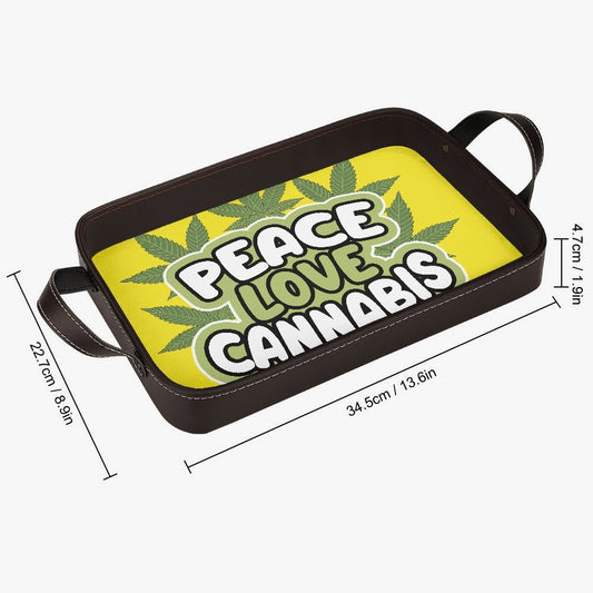 Love Peace Cannabis  420 Marijuana PU Leather Tray