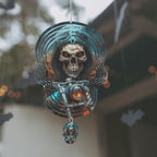 Skull Biker On Motorcycle on a  Skull Wind Spinner