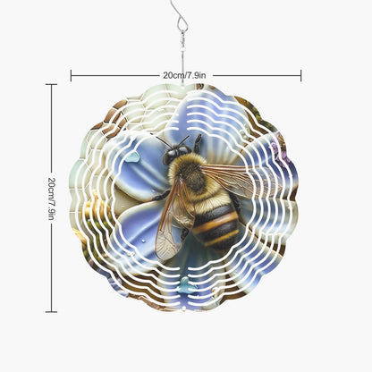 Beautiful Bee on Purple-Blue Flower 885. Wind Spinner