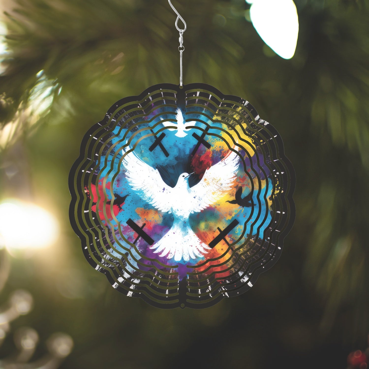 Tie Dye Dove Wind Spinner