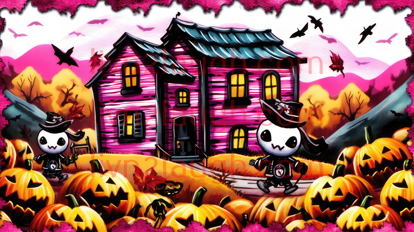 Purple- Pink Halloween With Cute Halloween Characters Pumpkin Halloween Fall Tumbler 20oz