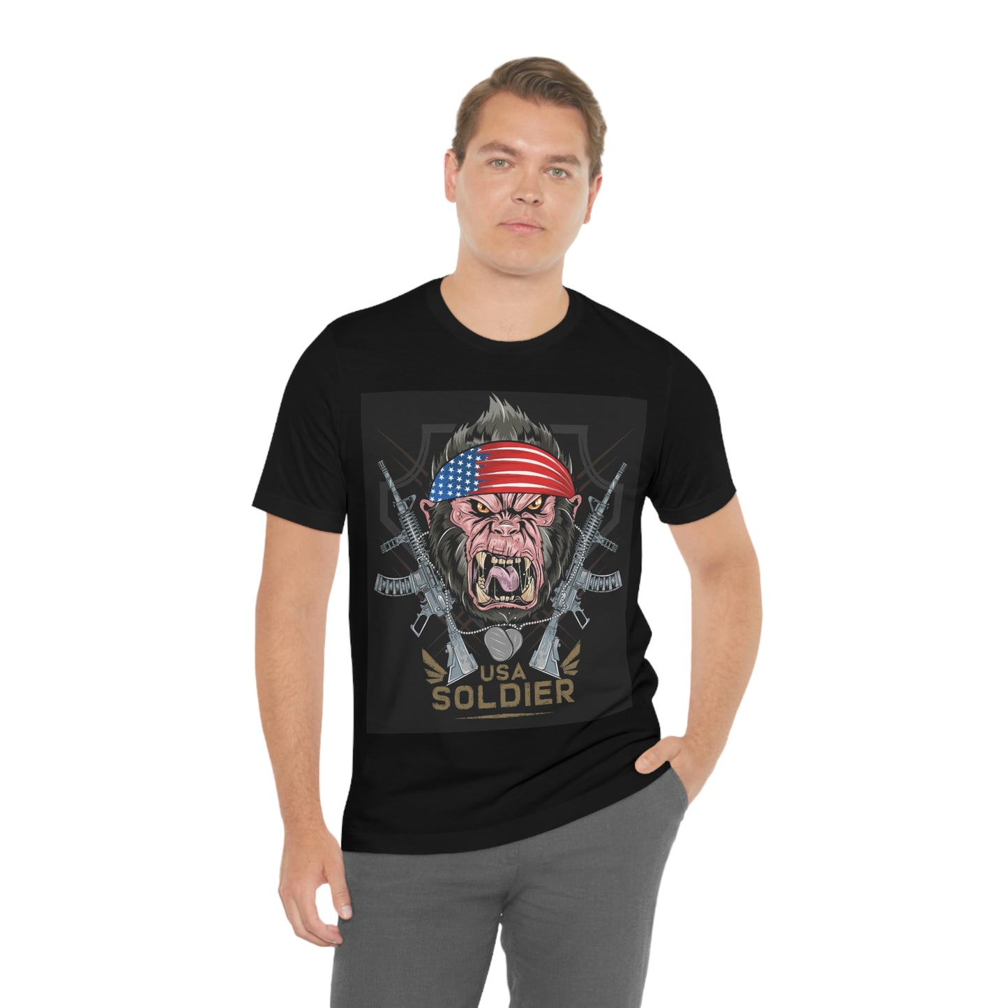 Angry Gorilla USA Soldier, Unisex Jersey Short Sleeve Tee