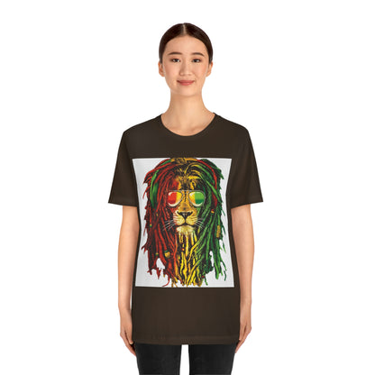 Reggae Lion With Dread locks, Unisex Jersey Short Sleeve Tee